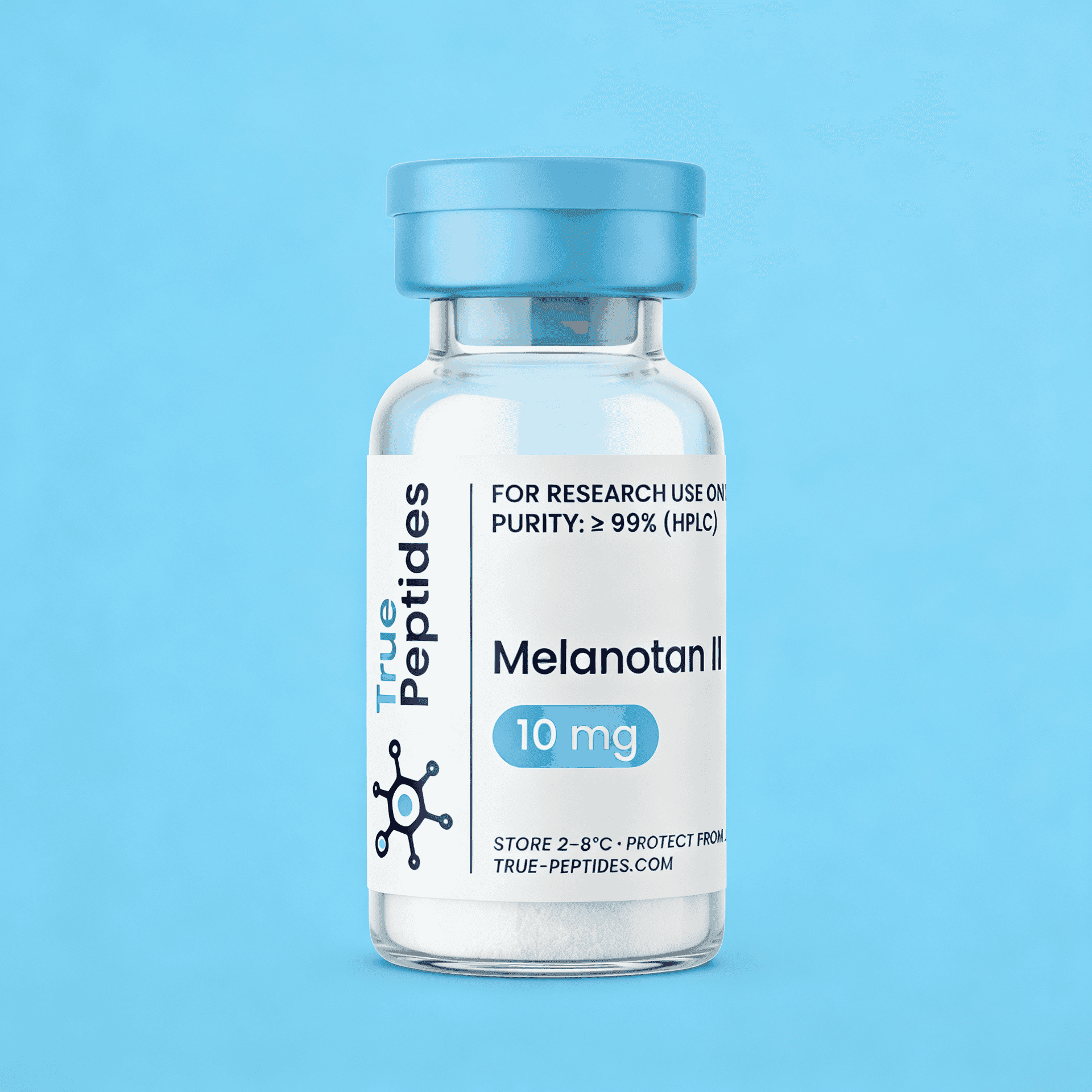 Melanotan II 10mg peptide vial for laboratory research.