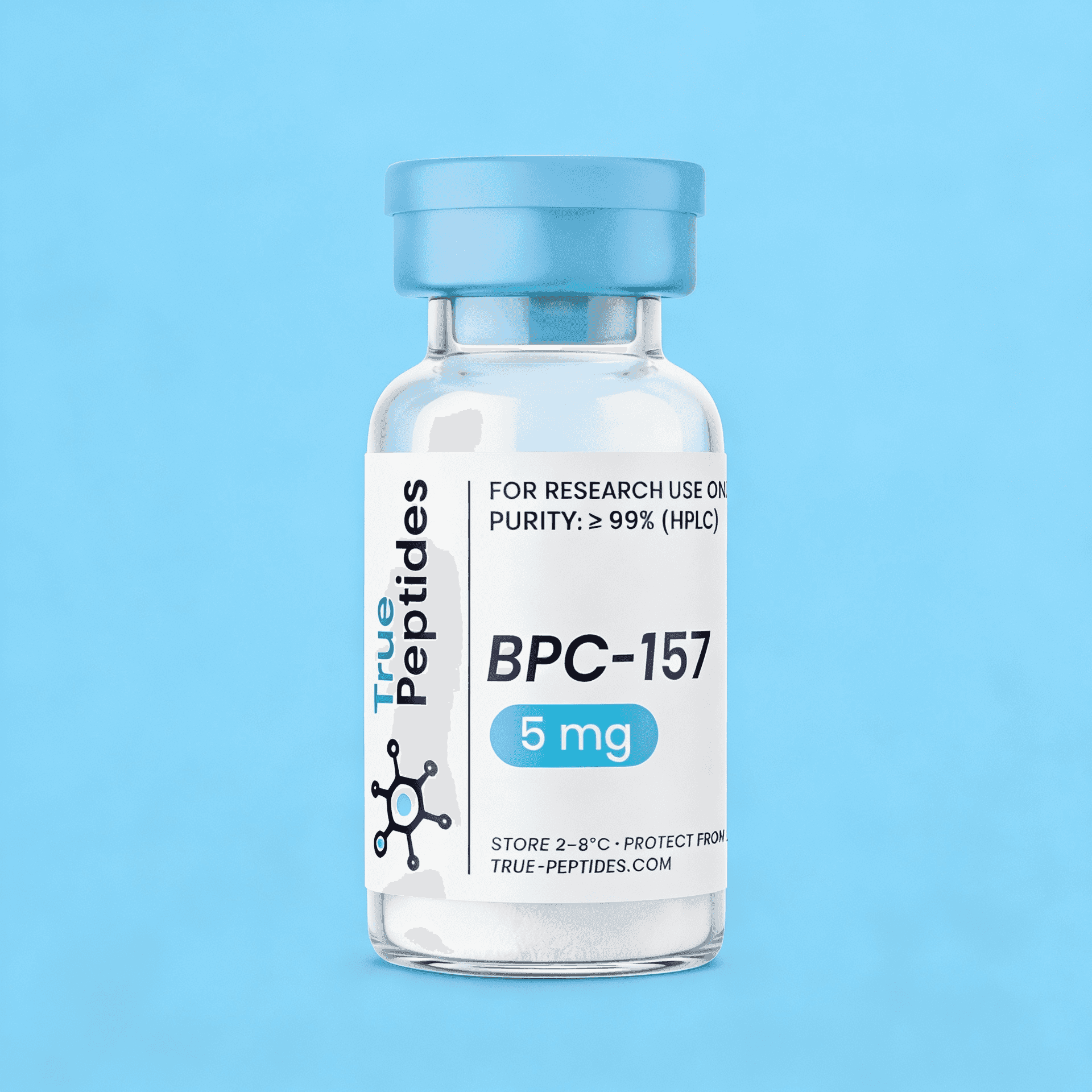 BPC-157 5mg peptide vial for research, high purity, laboratory use only.