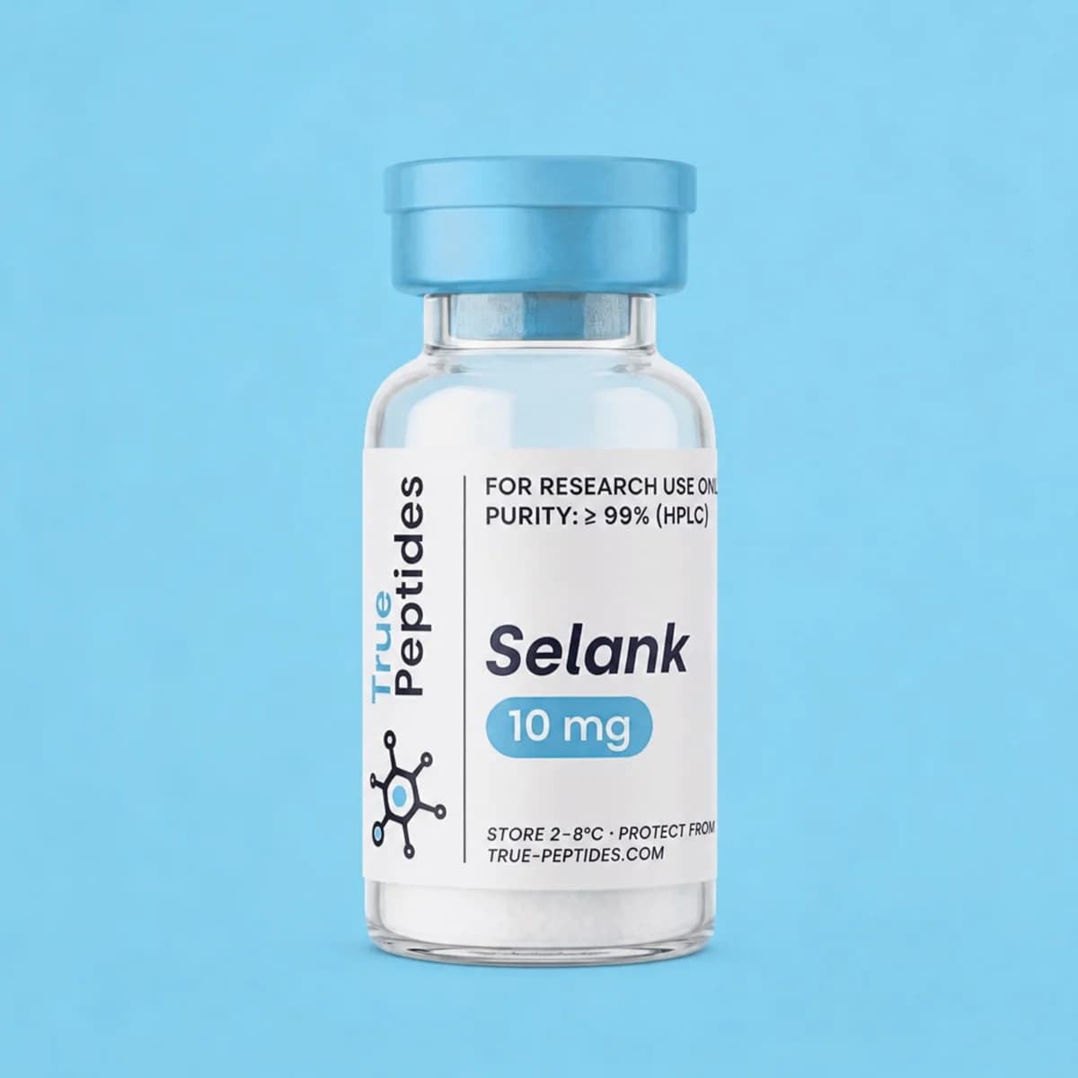 Selank peptide vial for laboratory research.